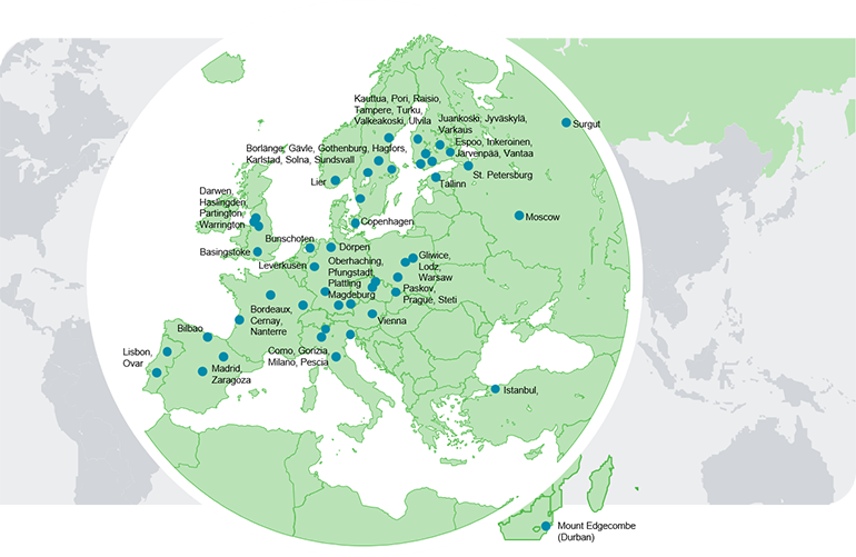 Valmet EMEA locations 瓦尔麦特公司EMEA地区