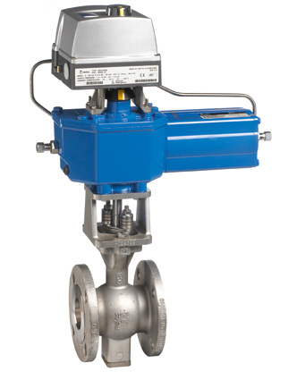 图4 b。耐尔斯R系列球阀，一种分段球阀。